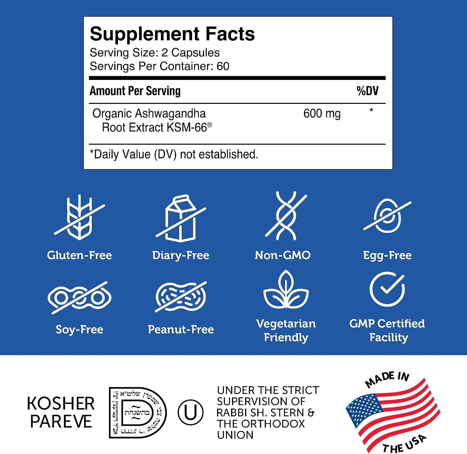 Zahler Ashwagandha Cápsulas, KSM-66 Ashwagandha 600 mg, Apoyo para la Relajación y el Estrés, Kosher, 60 Cápsulas