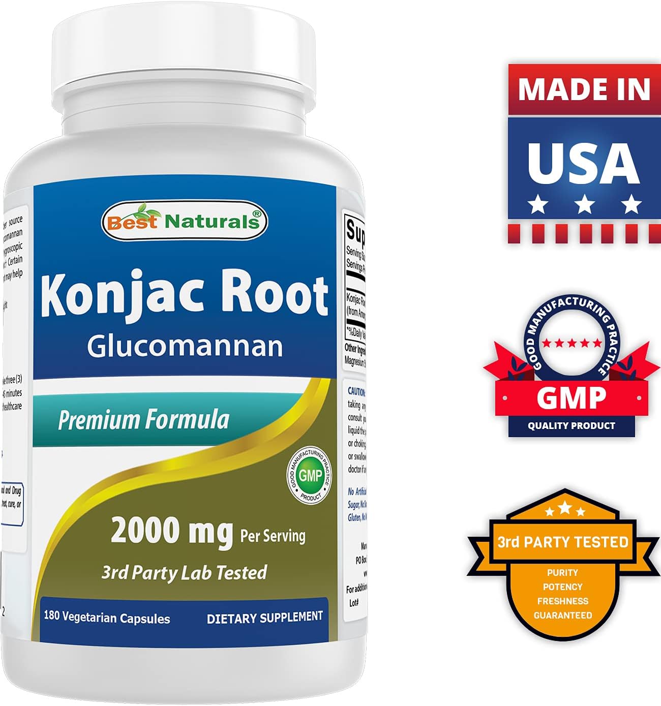 Best Naturals Raíz de Konjac 2000mg, 180 Cápsulas