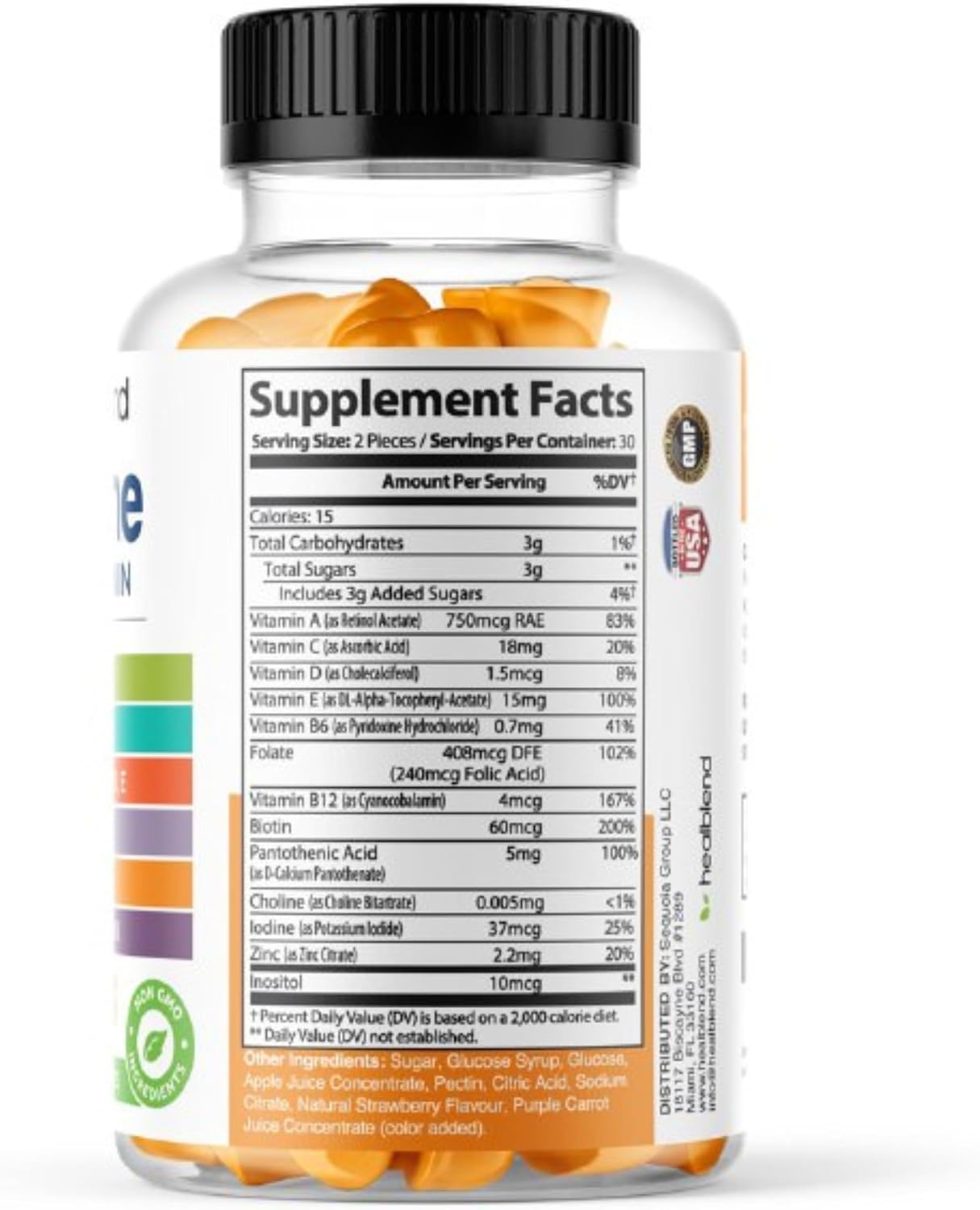 healblend Multivitamin Bear Gummies para Adultos | Vitaminas C, D3, B6, B12, Hierro, Zinc