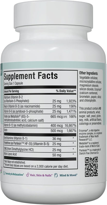 Stress B Complex – Complejo de Vitaminas B con B12 Metilada, B6, Folato y Biotina – 60 Cápsulas – Image 2