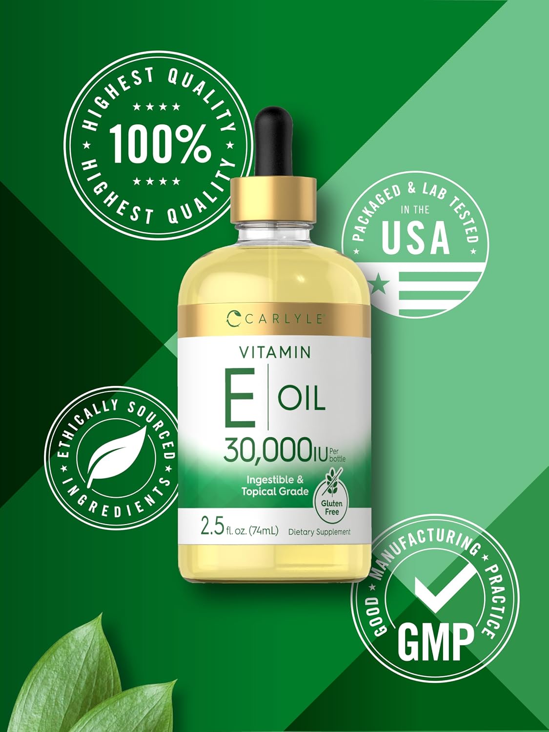 Carlyle Aceite de Vitamina E, 30.000 UI, 74 ml - Uso Oral y Tópico