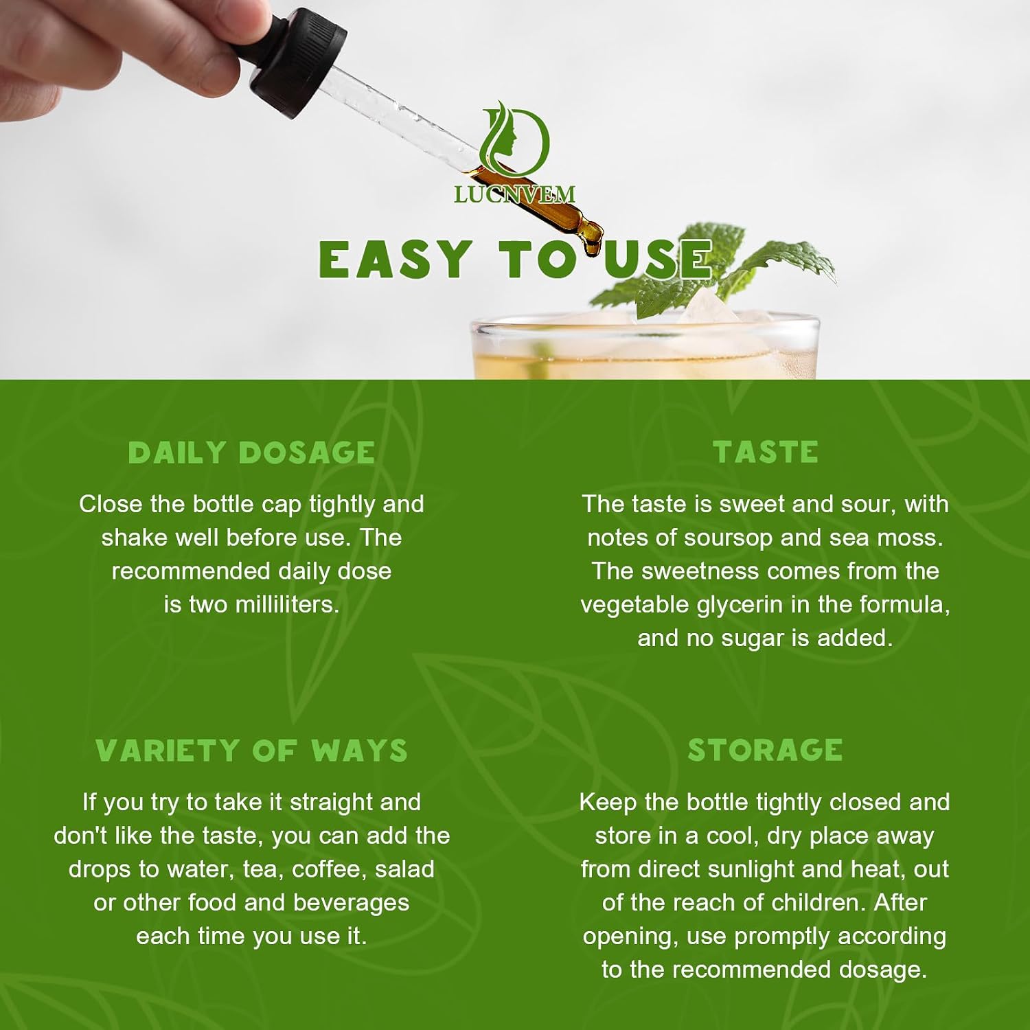 LUCNVEM Gotas Orgánicas de Soursop Graviola con Sea Moss, Sabor Piña - 118 ml