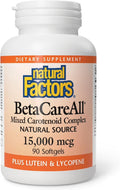 Natural Factors BetaCareAll 15.000 mcg - Suplemento de Carotenoides Mixtos - 90 Cápsulas Blandas