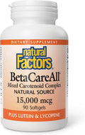 Natural Factors BetaCareAll 15,000 mcg - Complemento de Carotenoides Mixtos - 90 Cápsulas Blandas