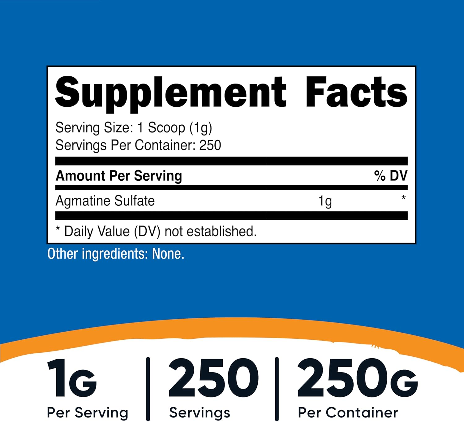 Agmatine Sulfate Puro en Polvo - 250 Gramos - Nutricost