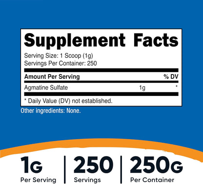 Agmatine Sulfate Puro en Polvo - 250 Gramos - Nutricost – Image 2