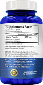 SAM-e 500 mg - S-Adenosil-L-Metionina - 90 Comprimidos