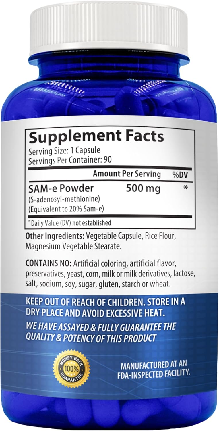 SAM-e 500 mg - S-Adenosil-L-Metionina - 90 Comprimidos
