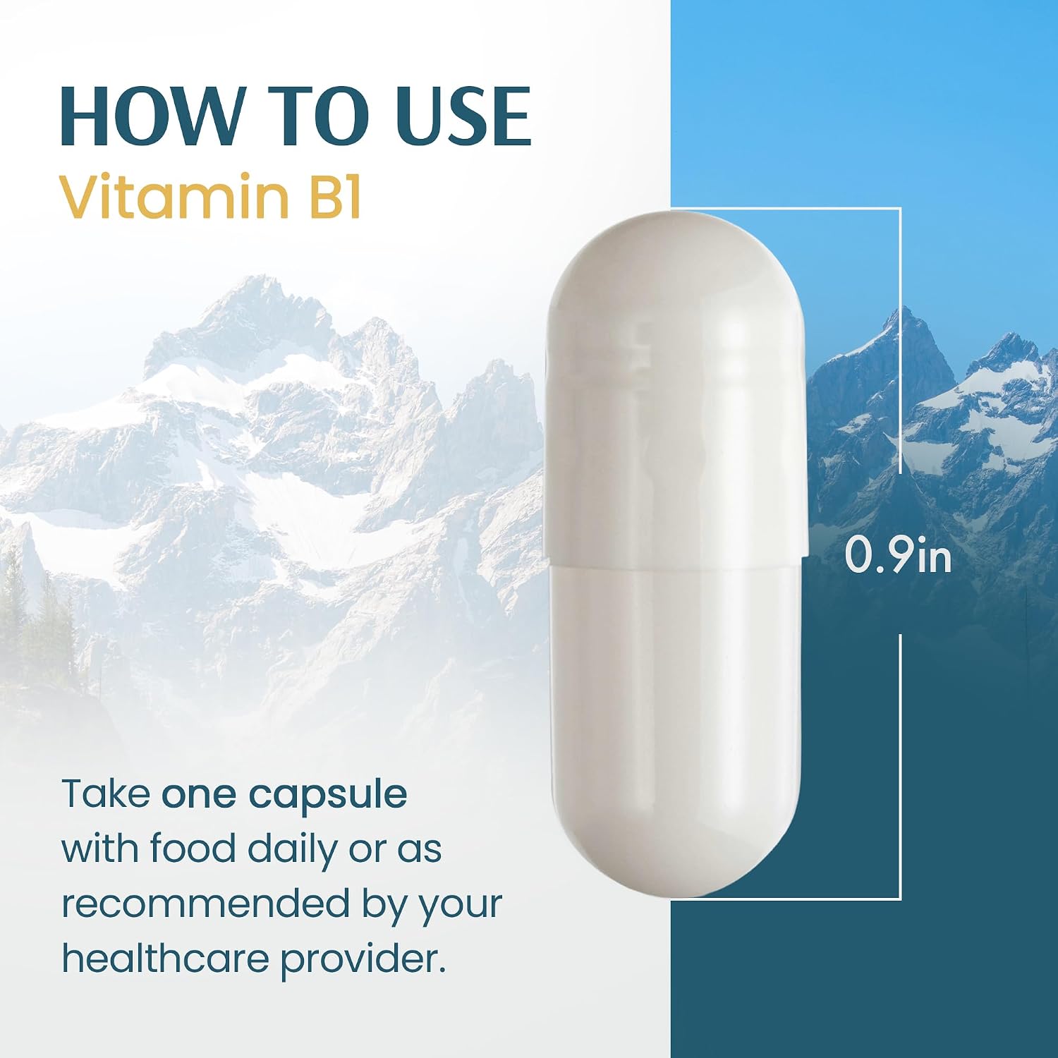 Vykee Nutrition Vitamina B1 (Tiamina) Cápsulas – 500 mg, 120 unidades