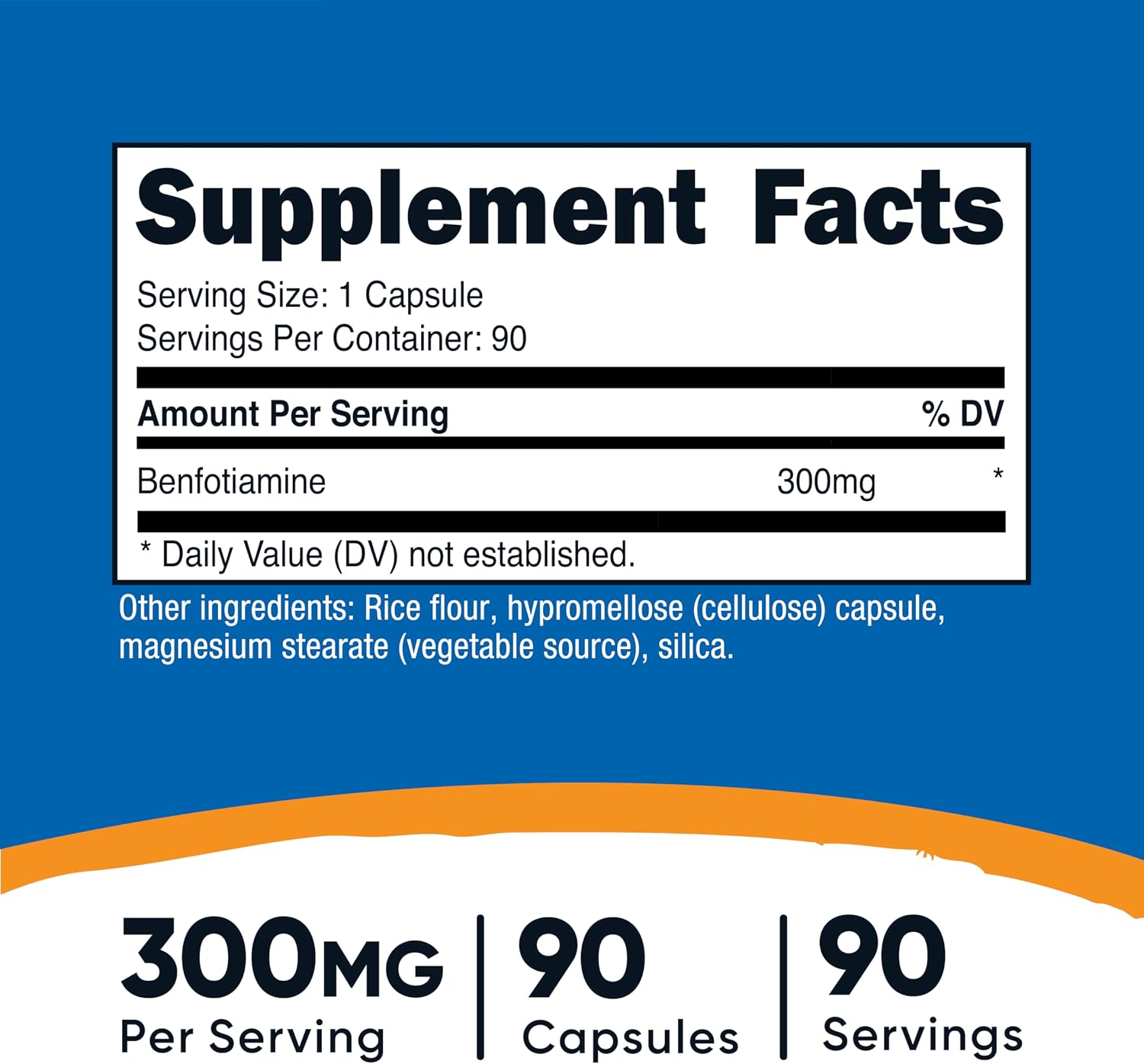 Nutricost Benfotiamina 300mg, 90 Cápsulas - Vitamina B1 Liposoluble Sin Gluten, No GMO, Vegetariano