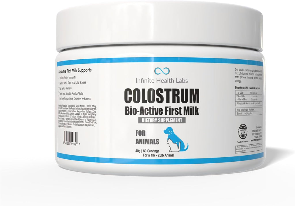 Infinite Health Labs Colostro Bovino Bioactivo para Perros y Gatos - 40g (80 porciones)