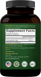 NatureBell Calostro Bovino 1000mg por Dosis, 240 Cápsulas | 40% IgG - Sin OGM