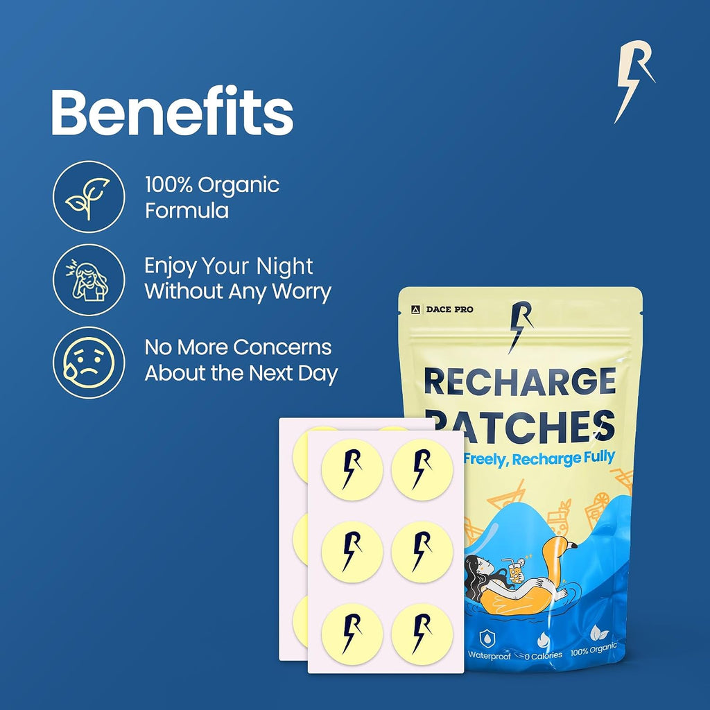 The Recharge Patch 24-Pack: Parches de Recuperación para Viajes, Cruceros y Festivales