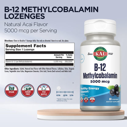 KAL Vitamina B12 Metilcobalamina 5000 mcg - – El funcionamiento normal del sistema nervioso. – Image 3