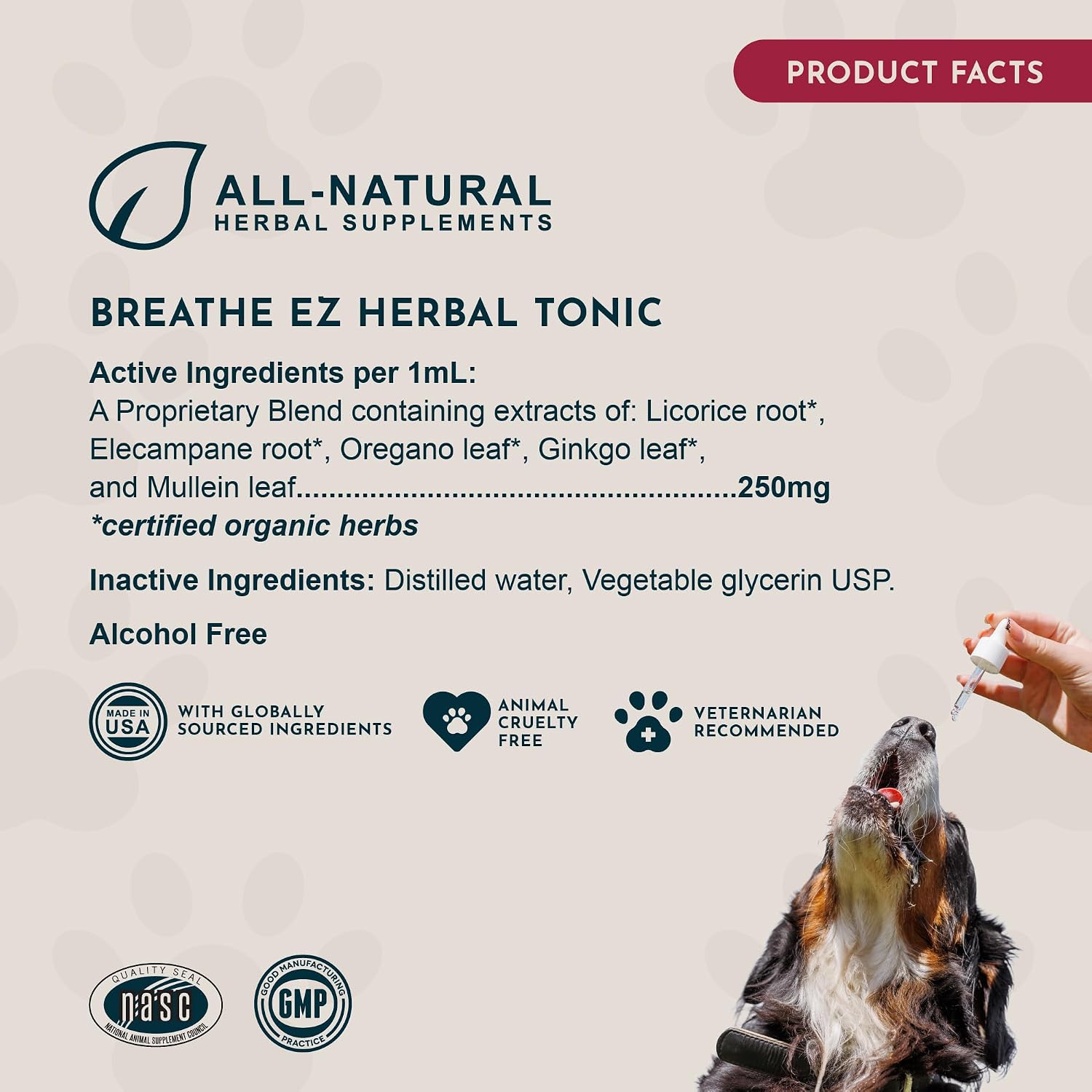 Breathe EZ - Suplemento Herbal para Perros y Gatos, 1 fl oz