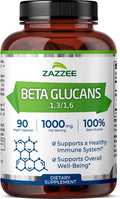 Zazzee Extra Strength Beta Glucans 1,3/1,6, 1000 mg, 90 Cápsulas Veganas