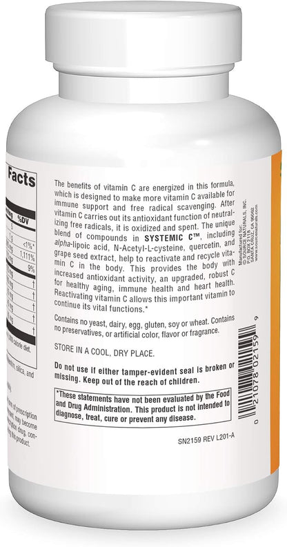 Source Naturals Systemic C 500 mg - 240 Cápsulas – Image 2