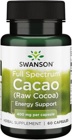 Swanson Full Spectrum Cacao (Cacao Crudo) - 60 Cápsulas, 400mg