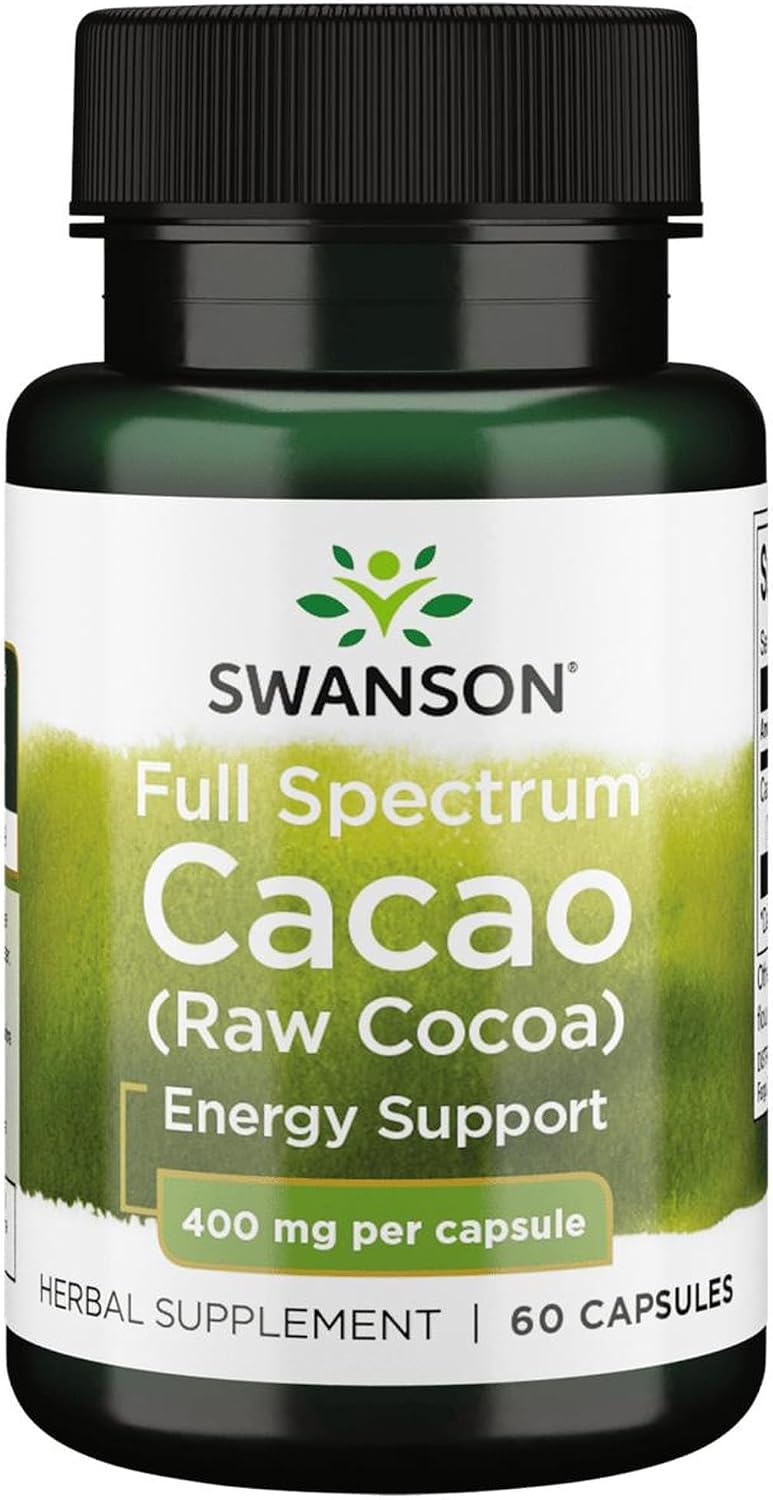 Swanson Full Spectrum Cacao (Cacao Crudo) - 60 Cápsulas, 400mg