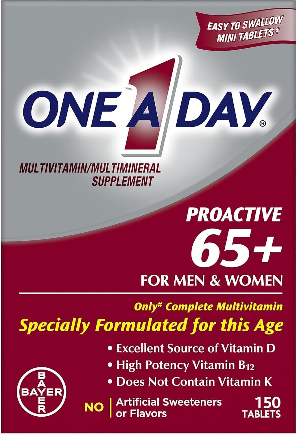Multivitamínico One A Day Proactive 65 Plus, 150 tabletas