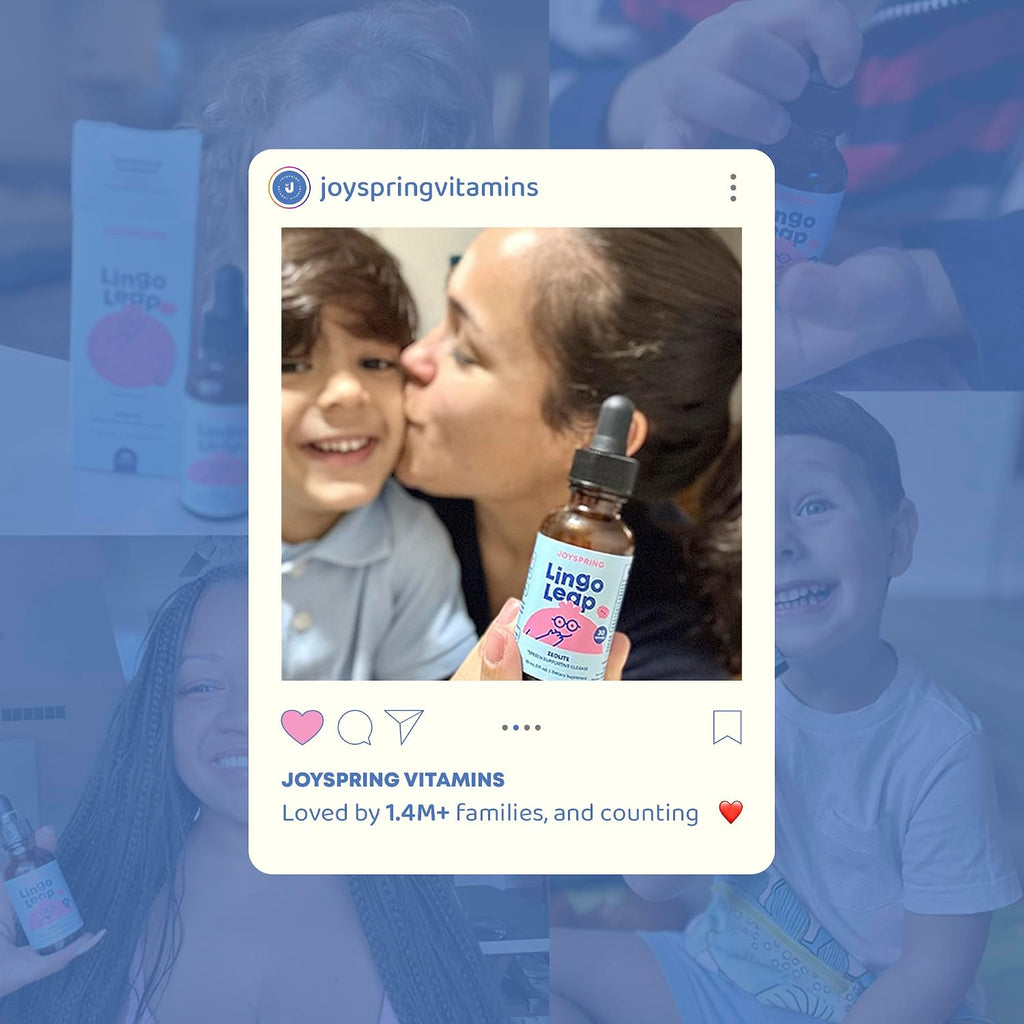 JoySpring LingoLeap – Fórmula Líquida para Niños con Zeolita Clinoptilolita, B12 Metilada y Vitamina D3 | Apoyo Diario Suave | 30 Dosis (30 ml)