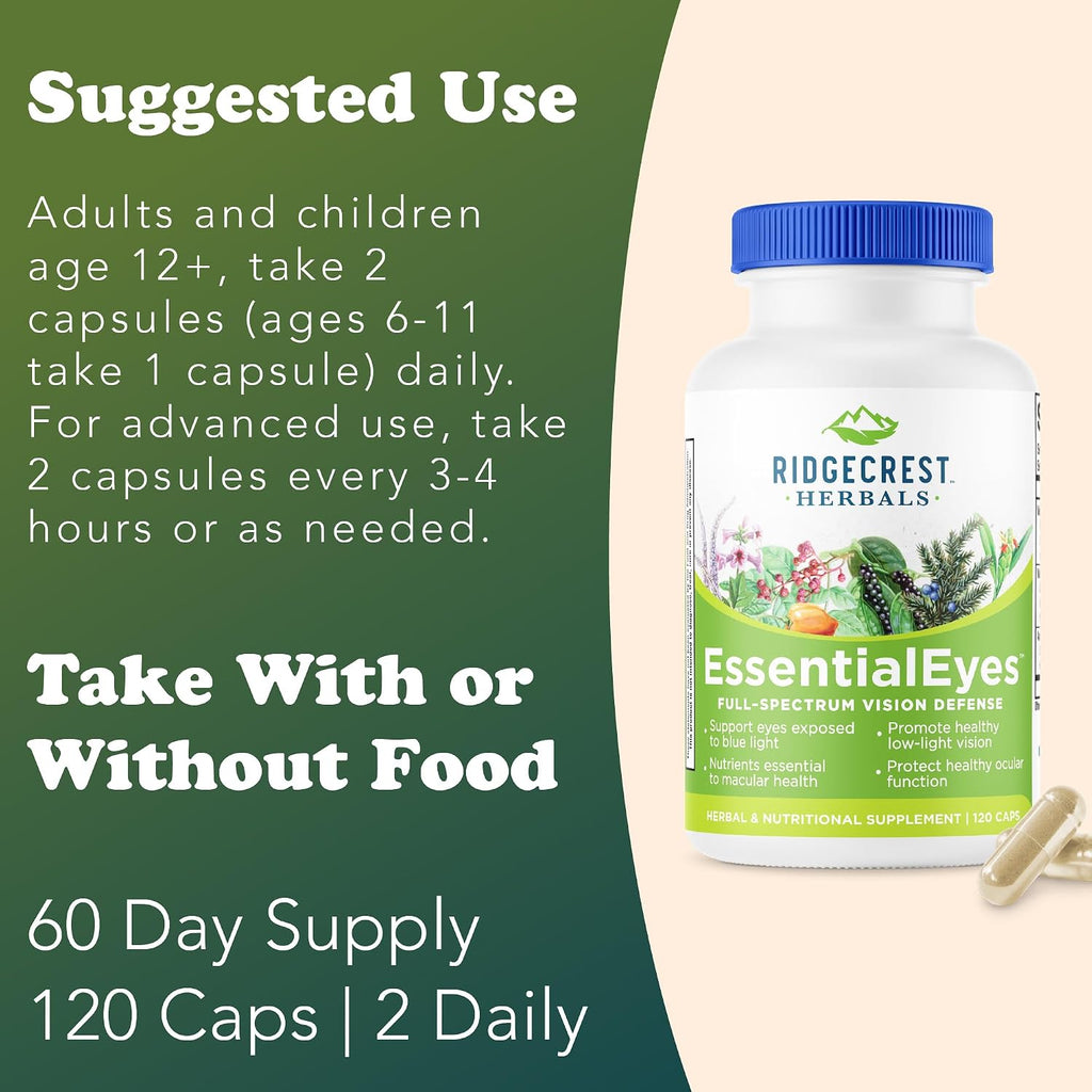 EssentialEyes – Suplemento Ocular Natural con Luteína, Zeaxantina y Arándano (120 Cápsulas Veganas)