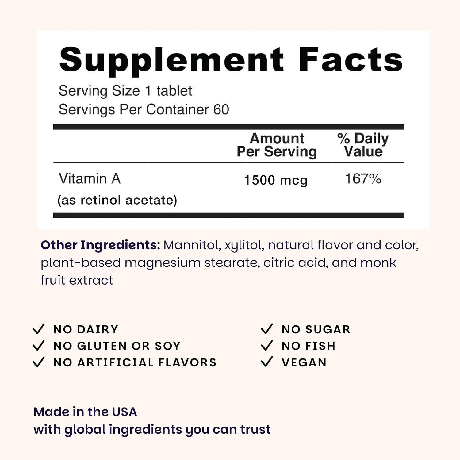 EZ Melts Vitamina A – Vegan Vitamin A Supplement – 60 Strawberry Flavored Orally Disintegrating Tablets