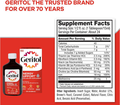 Geritol Suplemento Líquido, Vitaminas del – Hierro: Contribuye a la formación normal de glóbulos rojos y al – Image 7