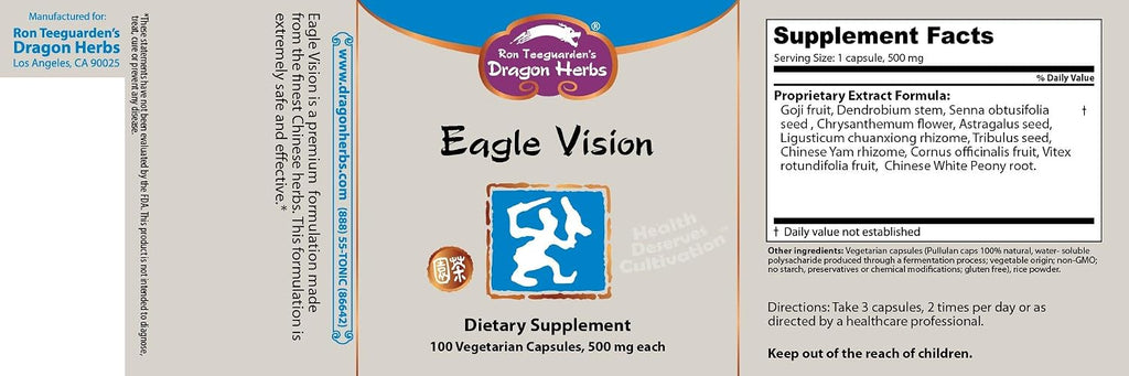 Dragon Herbs - Eagle Vision Cápsulas - 100 Cápsulas, 500 mg cada una