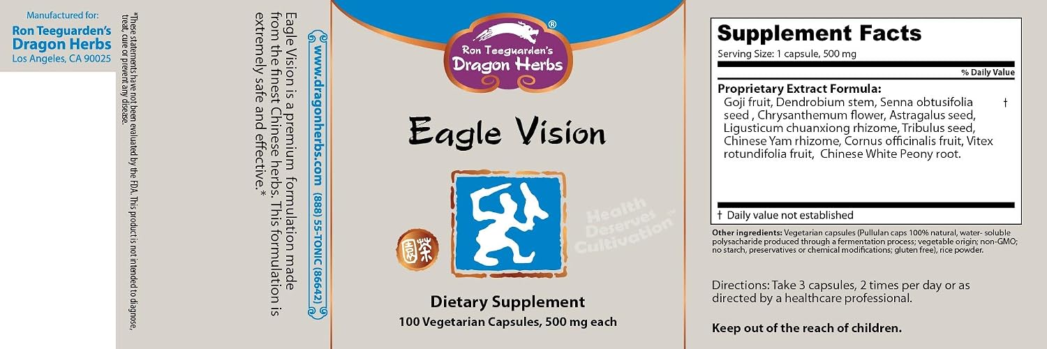 Dragon Herbs - Eagle Vision Cápsulas - 100 Cápsulas, 500 mg cada una