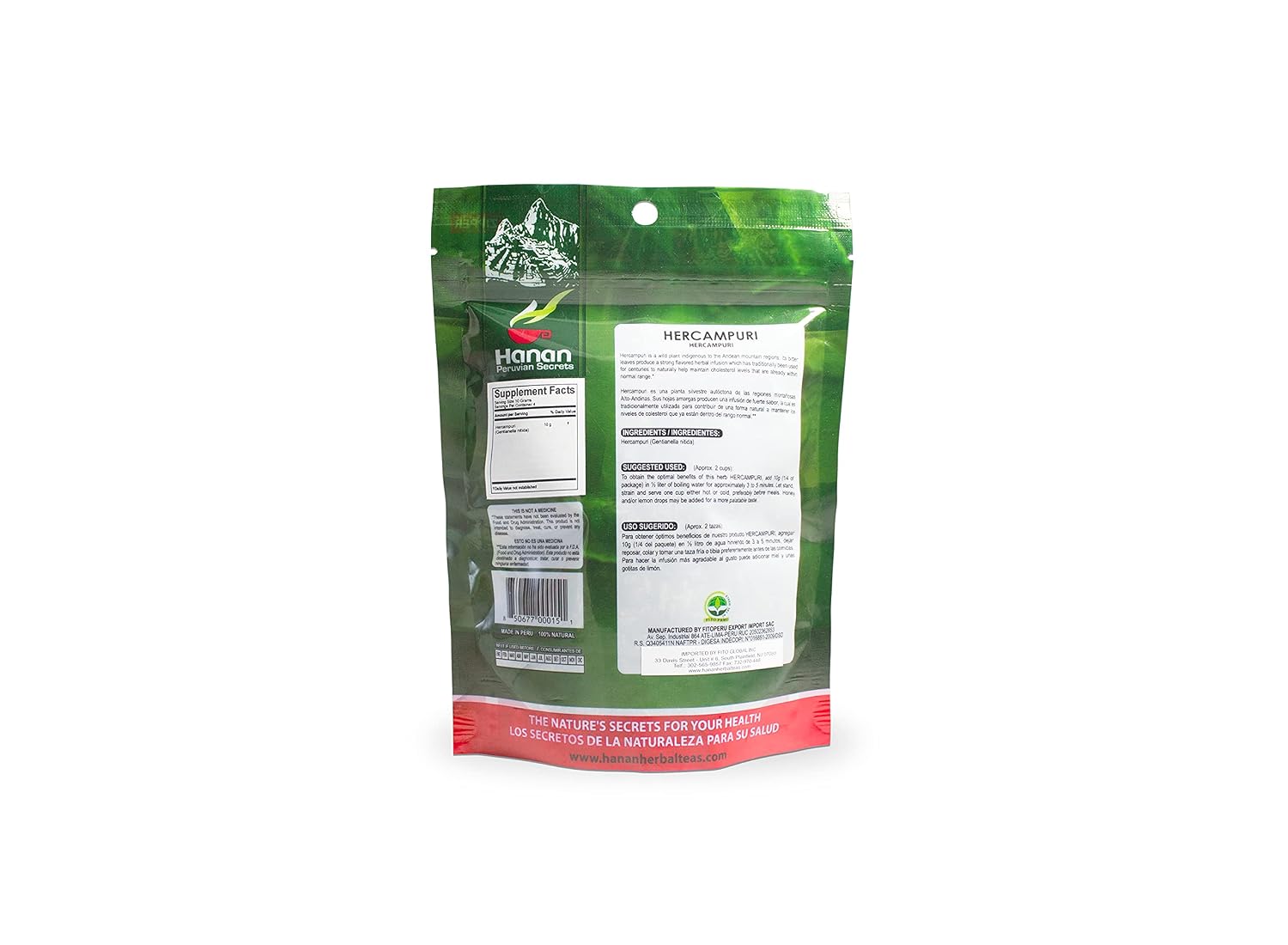Hanan Peruvian Secrets Hercampuri | Té de Hierbas 100% Natural | 40g (6 Unidades)