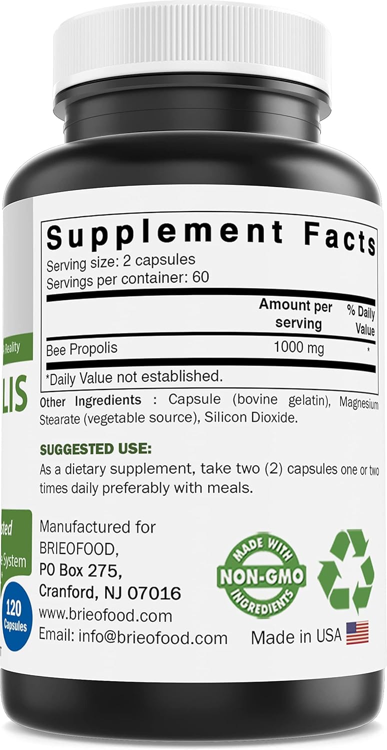 Brieofood Propóleo de Abeja 1000 mg por dosis - 120 Cápsulas