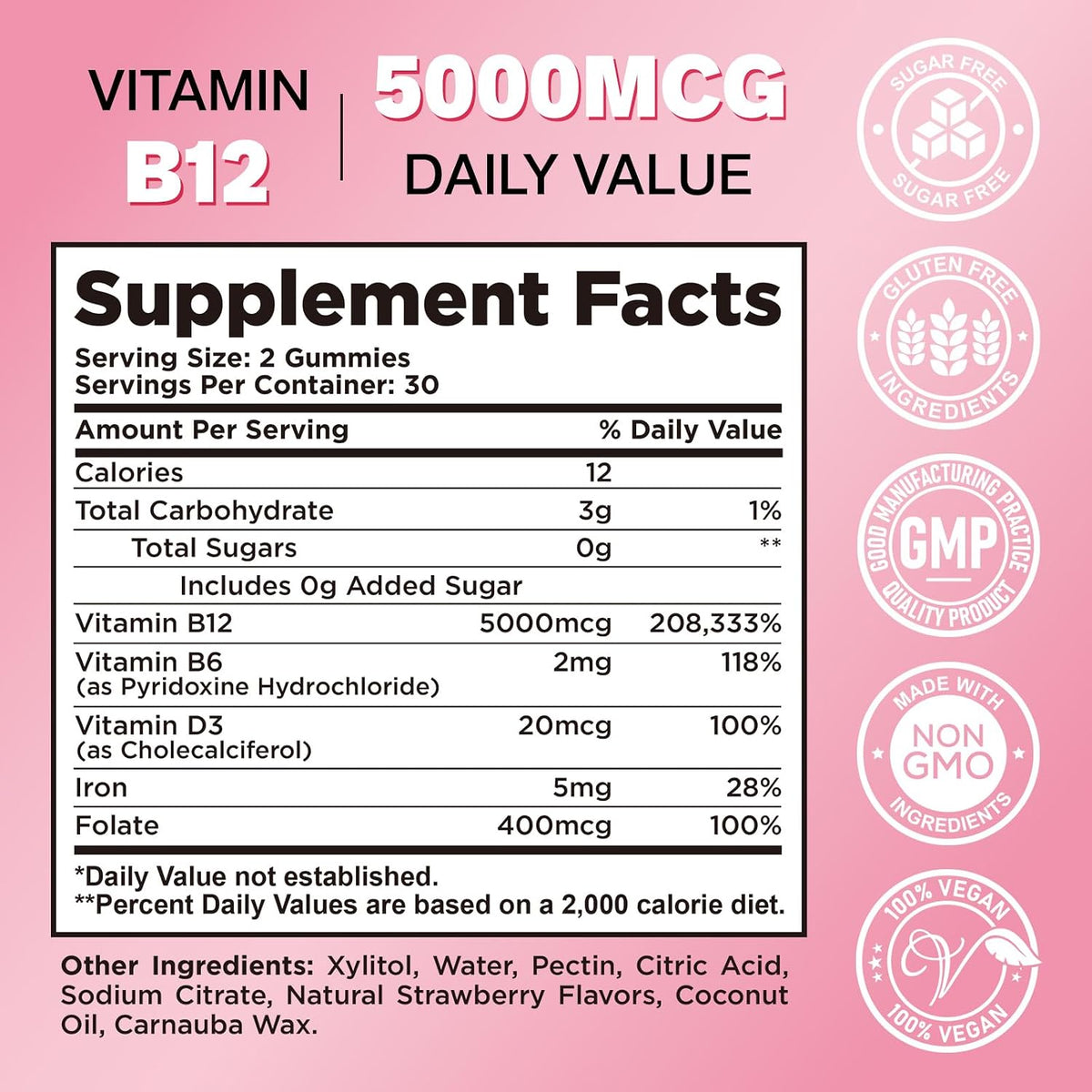Gominolas de Vitamina B12 5000 mcg – La reducción del cansancio y la fatiga. – Image 2
