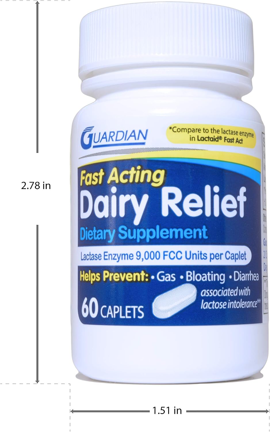 Guardian Dairy Relief Lactasa 9000 FCC – 360 Comprimidos para Intolerancia a la Lactosa
