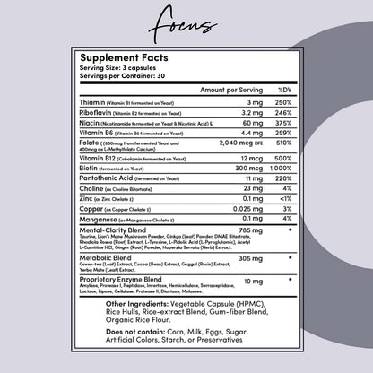 Tranont Focus Complejo B - Claridad Mental, Energía y Salud Inmunológica con Lion's Mane y Té Verde - Vegano, Sin Gluten - – Image 7