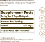 Solgar Inositol 500 mg - 100 Cápsulas Vegetales - Apoyo Celular y Salud Cerebral - Vegano, Sin Gluten, Sin Lácteos, Kosher