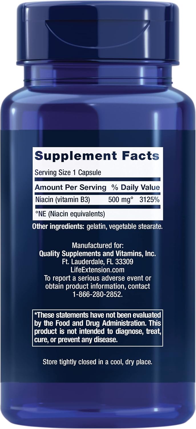 Life Extension Vitamina B3 Niacin, 100 Capsules