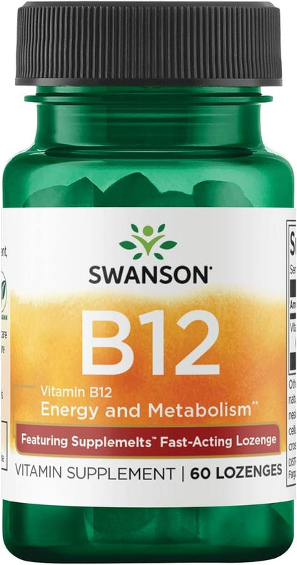 Swanson Supplemelts Vitamina B-12 Sublingual – Metabolismo energético: La vitamina B12 contribuye al metabolismo – Image 1