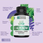 Zhou Calm Now - Complemento para la calma con GABA y Ashwagandha, 60 Cápsulas Vegetales