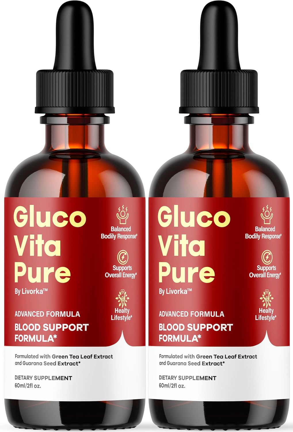 Glucovita Pure - Gotas Líquidas Naturales, 2 Botellas (2 Meses)