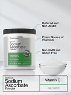 Horbäach Buffered Sodium Ascorbate Vitamin C Powder | 454 g (16 oz) | Vegano, No-GMO, Sin Gluten