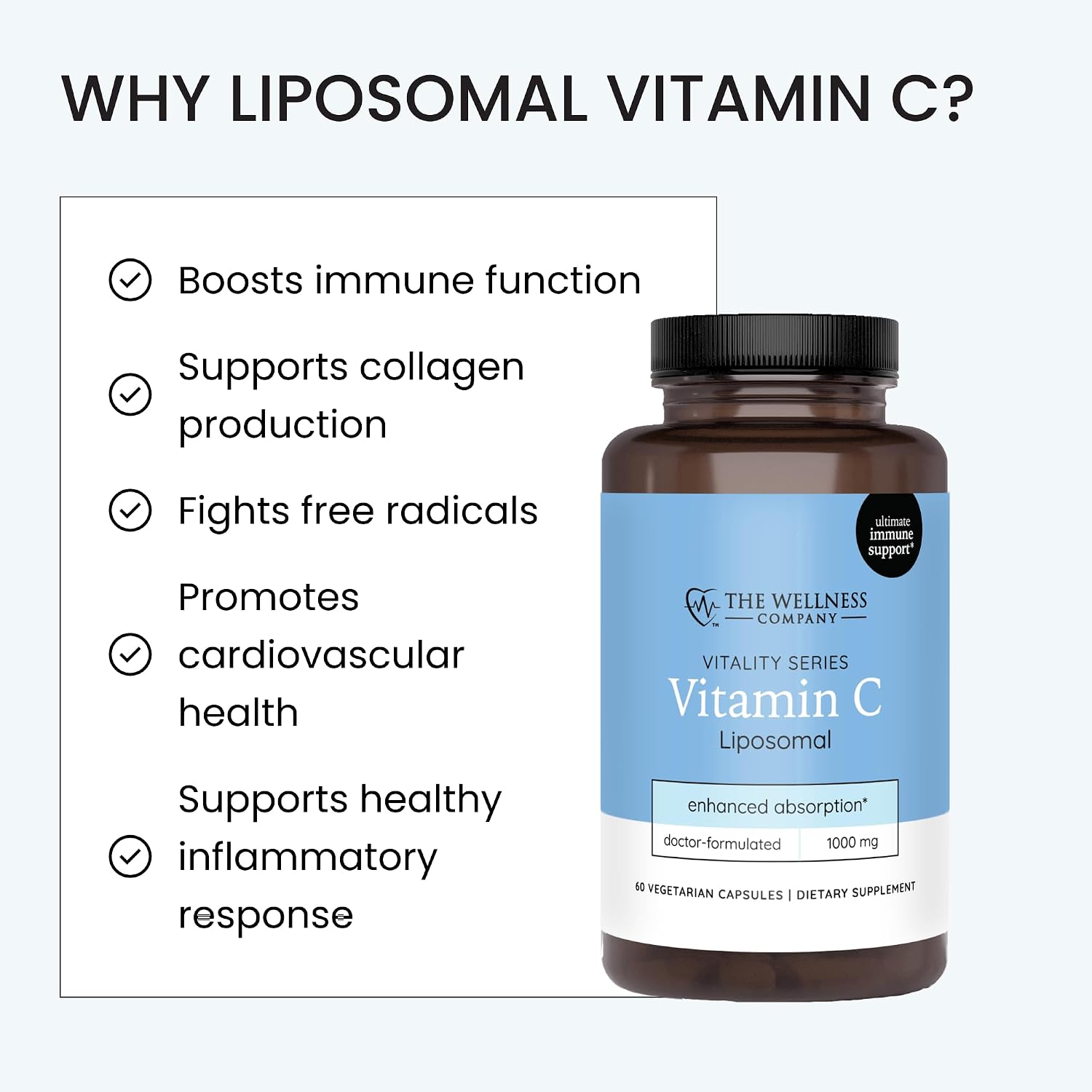 The Wellness Company Vitamina C Liposomal – Absorción Óptima para el Sistema Inmunitario | 30 Días