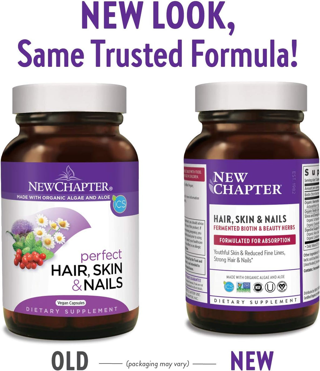 New Chapter Hair Skin & Nails con Biotina Fermentada y Astaxantina, 30 Cápsulas Vegetarianas
