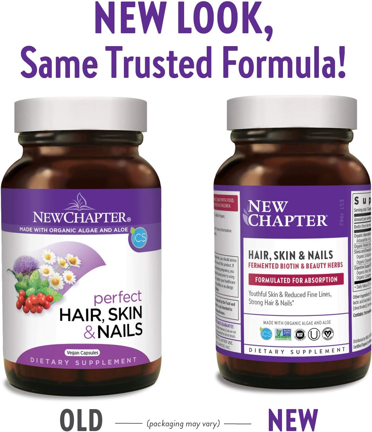 New Chapter Hair Skin & Nails con Biotina Fermentada y Astaxantina, 30 Cápsulas Vegetarianas