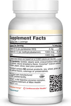 Maxi Health Triple B Lozenges - Vitamina B12, B6 y Biotina - Sabor Fresa - 90 Comprimidos Masticables - Kosher