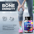 Vitamina D3 K2 Masticable, 5000 UI y K2 MK-7 100 mcg, 120 Comprimidos | Sabor a Bayas
