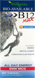 Wellgenix Vitamina B12 Sublingual con B6 y Folato - 60 Comprimidos