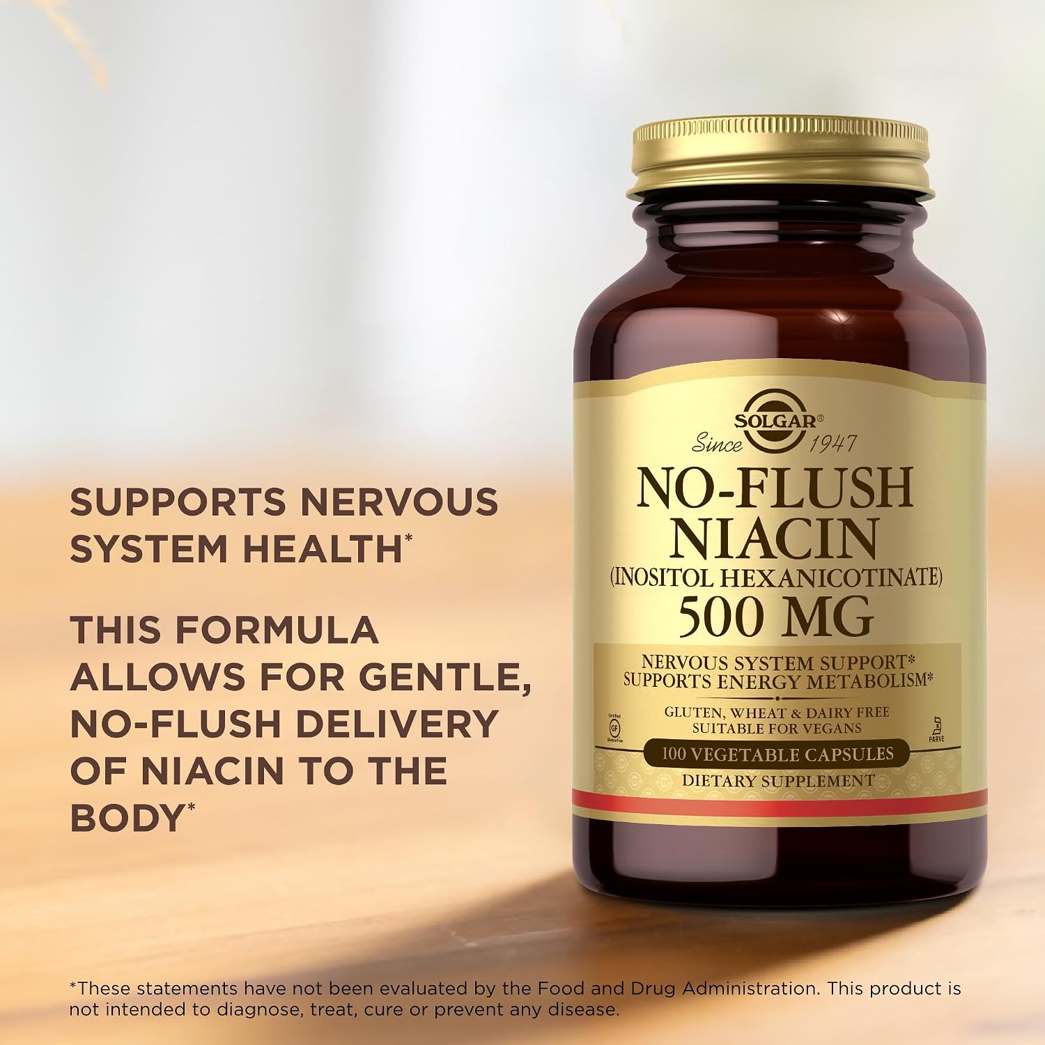 Niacina Sin Rubor 500mg Solgar 100 Cápsulas Vegetales