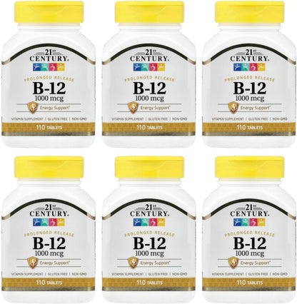 21st Century B-12 1000 mcg Comprimidos de – Reducción del cansancio y la fatiga: Ayuda a mantener los niveles de – Image 1