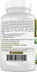 Best Naturals L-Tirosina 500 mg - 90 Cápsulas (Pack de 3)